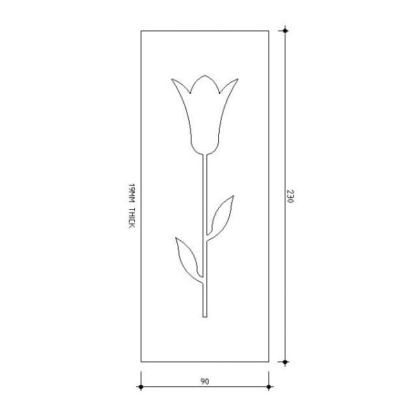 90x19mm Tulip Fretwork Panel 230mm High