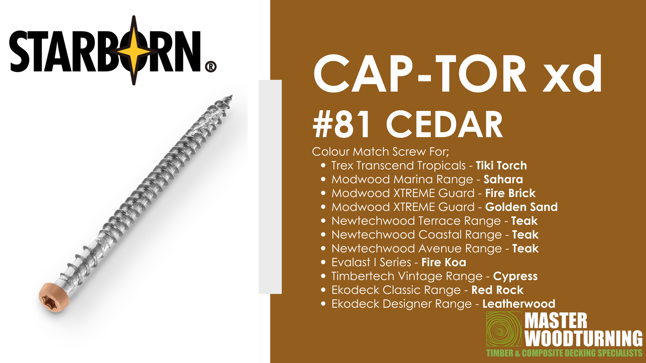 Starborn Colour Match Screws #81 Cedar